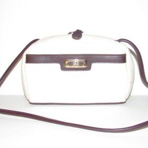 Etienne Aigner Cream Woven Raffia Burgundy